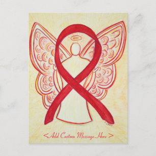 Carte postale personnalisée Red Awareness Ribbon A