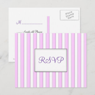 Carte postale personnalisée RSVP rayures roses