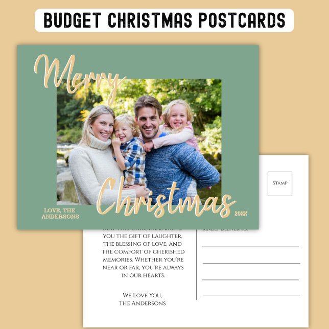 Carte postale personnalisée Sage Gold Christmas (Créateur téléchargé)