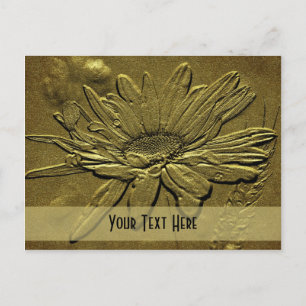Carte postale personnalisée Sculpté Gold Daisy Flo