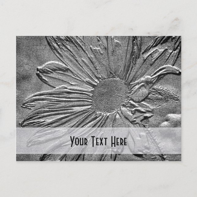 Carte postale personnalisée Silver Daisy Floral (Devant)