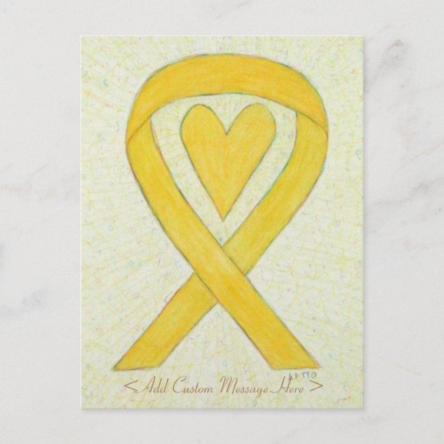 Carte postale personnalisée Yellow Heart Awareness (Devant)