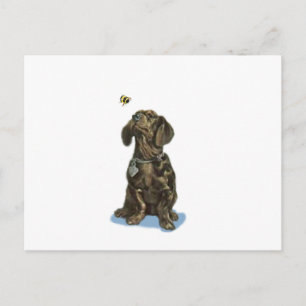 Carte Postale Personnaliser Dachshund et abeilles cadeaux d'art 