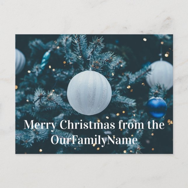 Carte postale Personnaliser de Noël blanc Arbre (Devant)