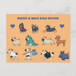 Carte Postale Personnaliser Doggy mignonne Design avec nom