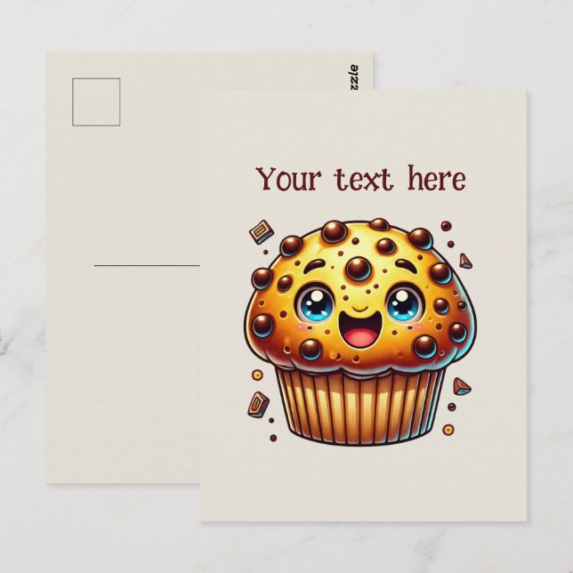Carte Postale Personnaliser muffin à puce chocolat mignonne (Devant / Derrière)
