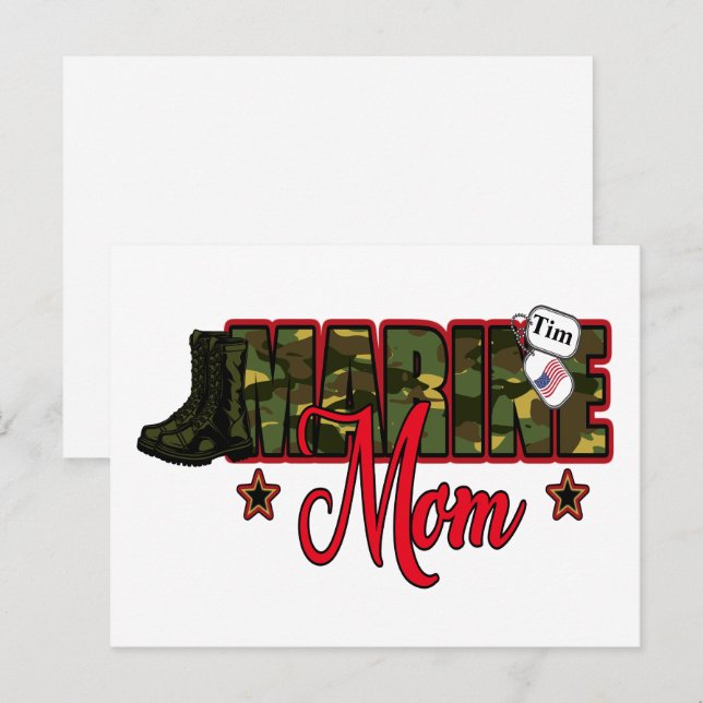 Carte Postale Personnalisez Marine Mom avec un Dog Tag (Devant / Derrière)