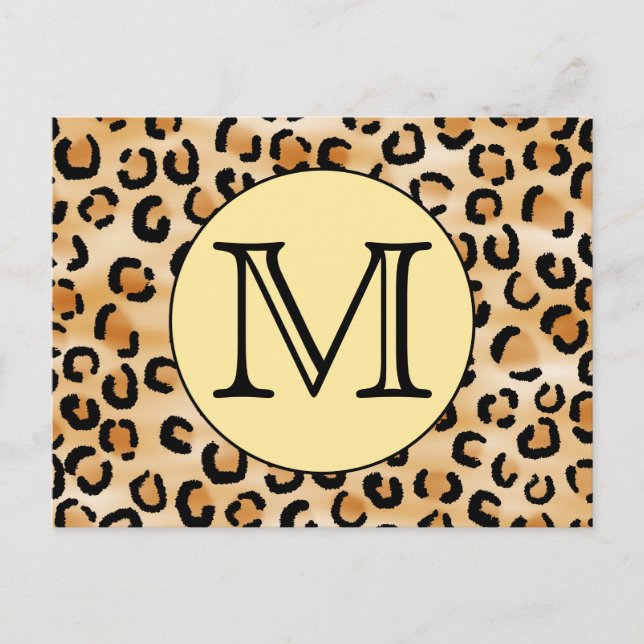 Carte Postale Personnalized Monogram Leopard Print Pattern (Devant)