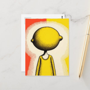 Carte Postale Personne avec un citron pour tête