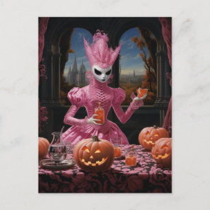 Carte Postale Personne d'Halloween rose bizarre