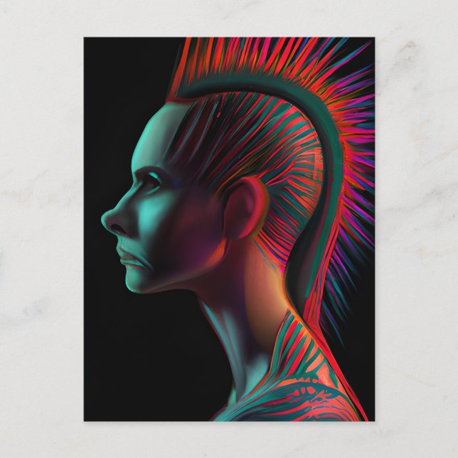 Carte Postale Personne dystopique avec Mohawk (Devant)