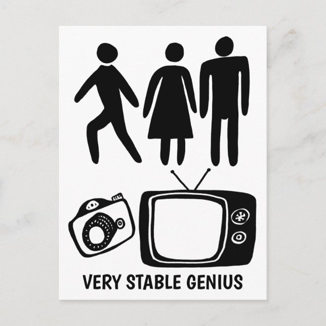 Carte Postale PERSONNE FEMME HOMME CAMÉRA TV Stable Genius (Devant)