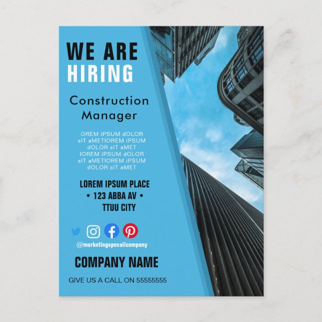 Carte Postale personnel embaucher ENTREPRISE personnalisation lo (Devant)
