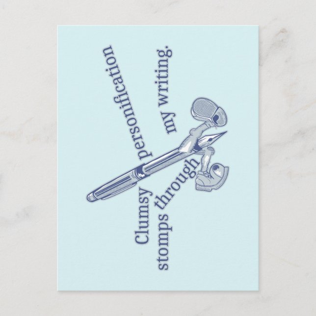 Carte Postale Personnification Écriture Créative Drôle (Devant)