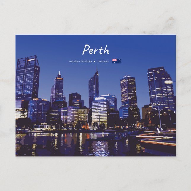 Carte Postale Perth, Australie - Ciel de la ville la nuit (Devant)