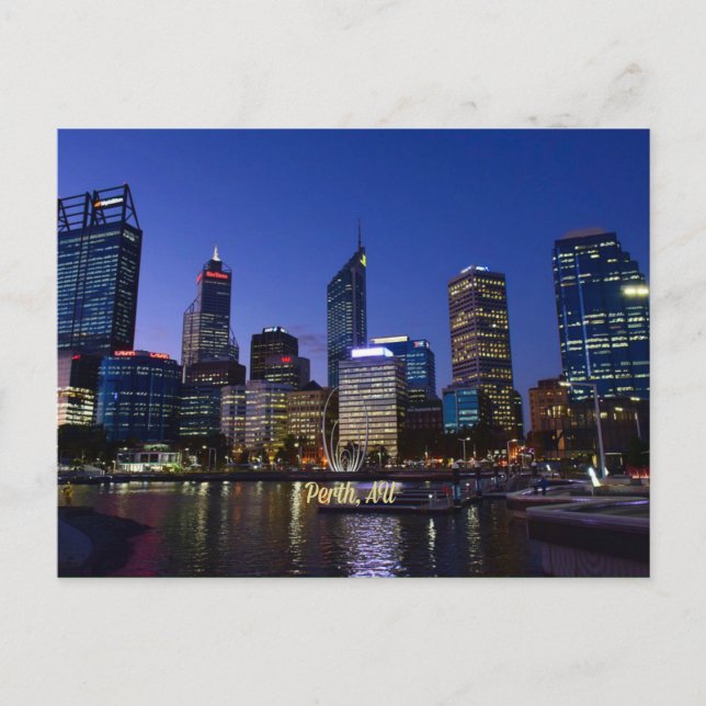 Carte Postale Perth, Australie, photo du paysage urbain (Devant)