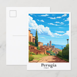 Carte Postale Perugia Italie Vintage voyage d'art