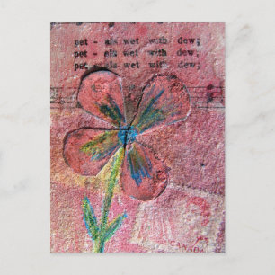 Carte Postale Pétales Mouillé Avec Fleur Dew Collage Média Mélan