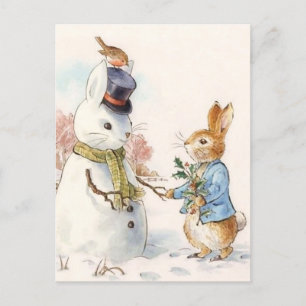 Carte Postale Peter Rabbit et le Snowman par Beatrix Potter