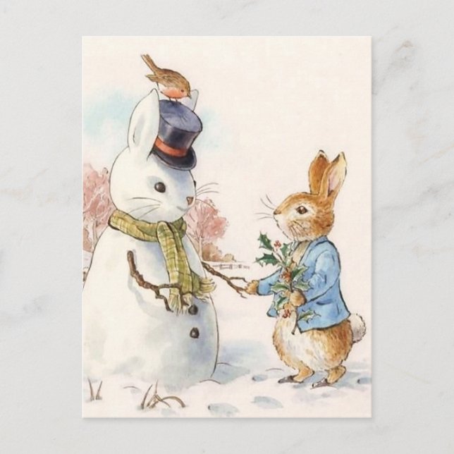 Carte Postale Peter Rabbit et le Snowman par Beatrix Potter (Devant)