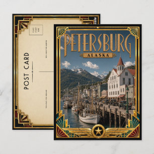 Carte Postale Pétersbourg Alaska Art Déco Vintage Âge d'Or