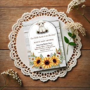 Carte Postale Petit Agneau Tournesol Baby Shower Rustique