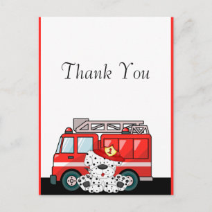 Carte Postale Petit camion de pompiers rouge, anniversaire dalma