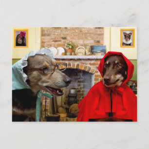 Carte Postale Petit chaperon rouge et grand méchant loup