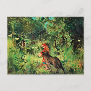 Carte Postale Petit chaperon rouge, peinture d'art