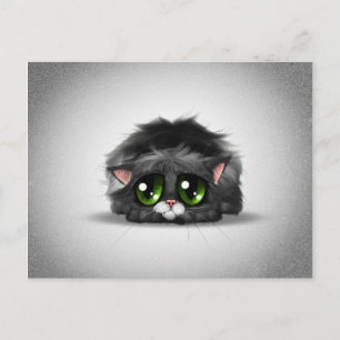 Carte Postale Petit chaton triste et solitaire aux yeux verts én