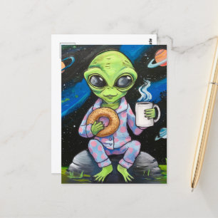 Carte Postale Petit déjeuner Alien