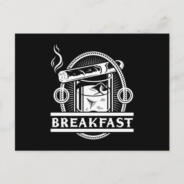 Carte Postale Petit Déjeuner Cigar Whiskey Smoke Humidor Cigars  (Devant)