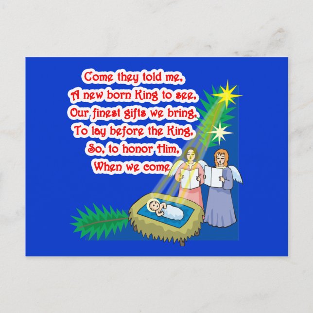 Carte Postale Petit Drummer Boy Lyrics sur T-shirts et cadeaux (Devant)