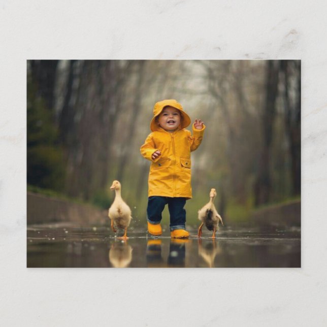 Carte Postale Petit enfant et canards (Devant)