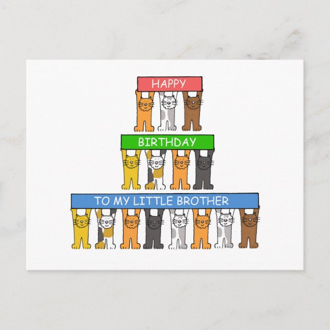 Carte Postale Petit Frère Joyeux Anniversaire Cute Cats (Devant)