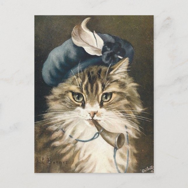Carte Postale Petit garçon bleu chat (Devant)