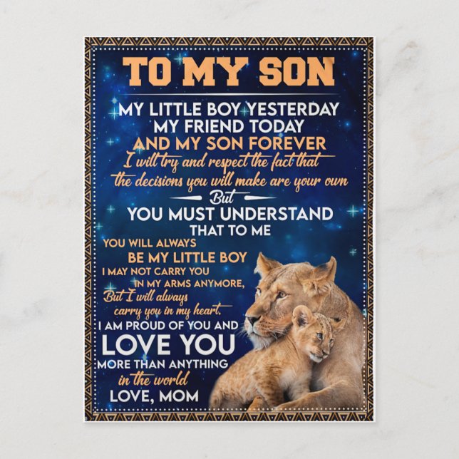Carte Postale Petit Garçon Hier Ami Aujourd'Hui-Lion Maman À Fil (Devant)