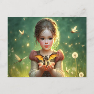 Carte Postale Petit gardien de dragon avec papillons