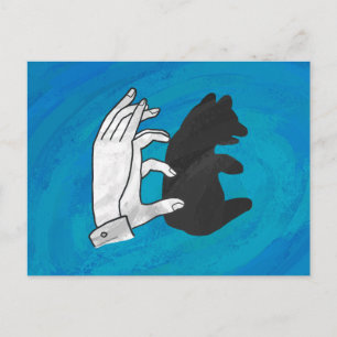 Carte Postale Petit Ours Ombre Sur Bleu