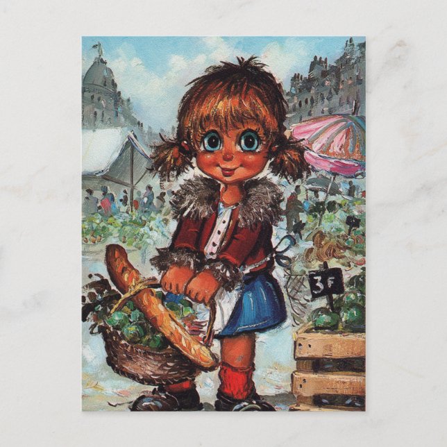 Carte Postale Petit Poulbot au marché (Devant)