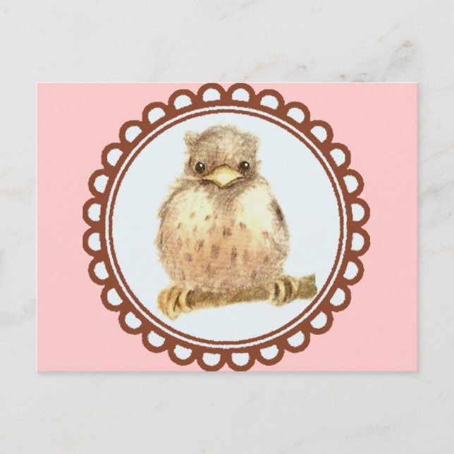 Carte Postale Petit Robin Bébé En Rose (Devant)
