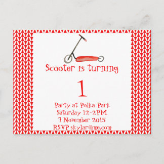 Carte Postale Petit Scooter rouge et anniversaire de Pennant enf