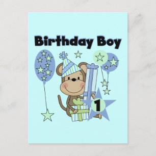 Carte Postale Petit Singe Avec Cadeaux 1er Anniversaire