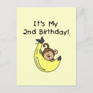 Carte Postale Petit singe sur Banana 2e anniversaire