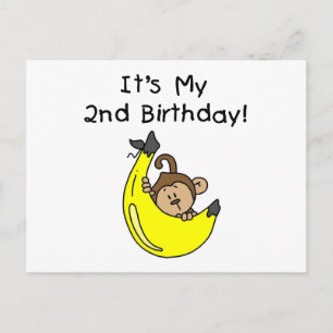 Carte Postale Petit singe sur Banana 2e anniversaire