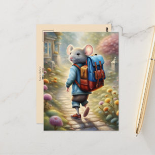 Carte Postale Petit souris sur le chemin de l'école, coutume