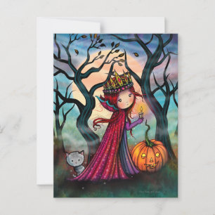 Carte Postale Petit Vampire avec Chat Tigre