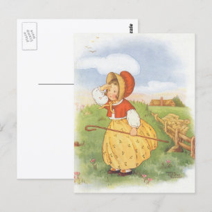 Carte Postale Petite Bo-Peep de comptine de nursery de style vin