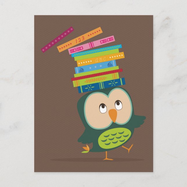 Carte Postale Petite chouette de livre mignonne (Devant)