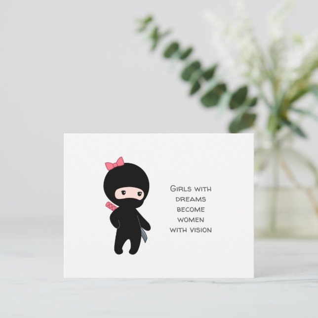 Carte Postale Petite citation de fille Ninja (Debout devant)